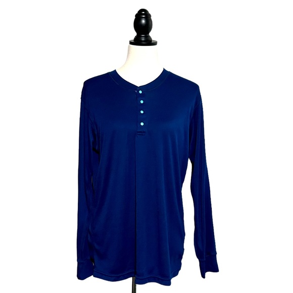 Patagonia Base Layer Navy Blue w/ Light Blue V Neck Snaps & Lining - Picture 2 of 3